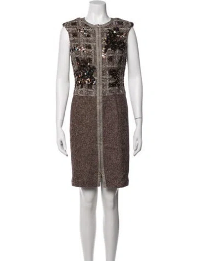 Pre-owned Escada Alpaca Knee-length Dress In Brown