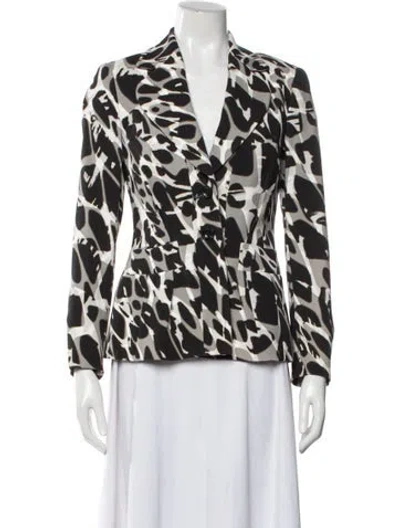 Pre-owned Escada Animal Print Blazer In Black