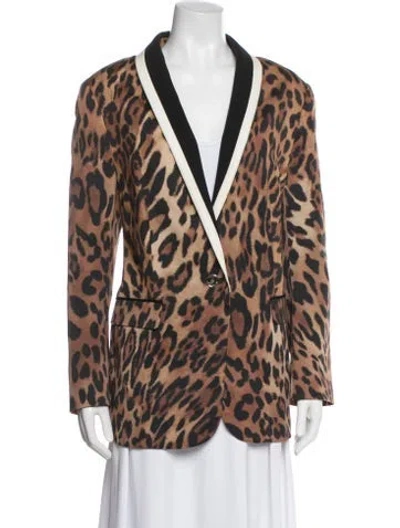 Pre-owned Escada Animal Print Blazer In Brown