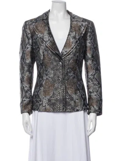 Pre-owned Escada Animal Print Blazer In Gray