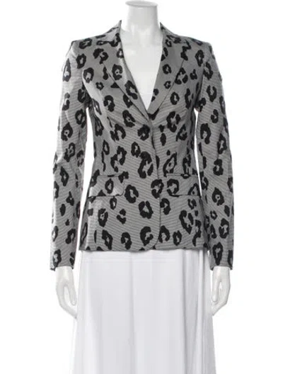 Pre-owned Escada Animal Print Blazer In Grey