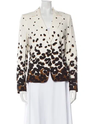 Pre-owned Escada Animal Print Blazer In White