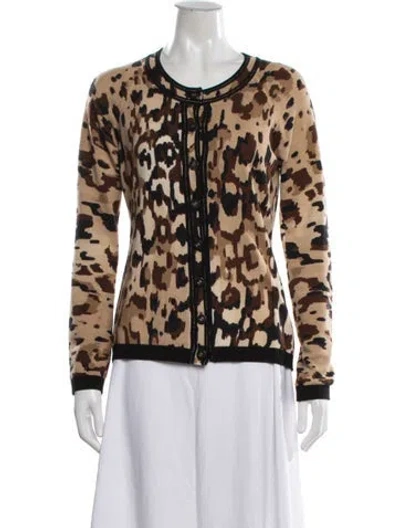 Pre-owned Escada Animal Print Crew Neck Sweater In Multicolor