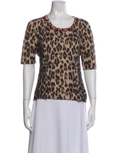 Pre-owned Escada Animal Print Crew Neck Top