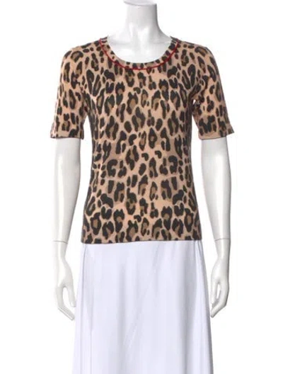 Pre-owned Escada Animal Print Crew Neck Top In Multi