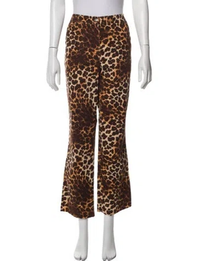 Pre-owned Escada Animal Print Flared Pants In Neutrals