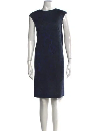Pre-owned Escada Animal Print Knee-length Dress In Blue