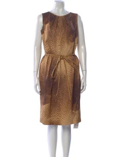 Pre-owned Escada Animal Print Knee-length Dress In Brown