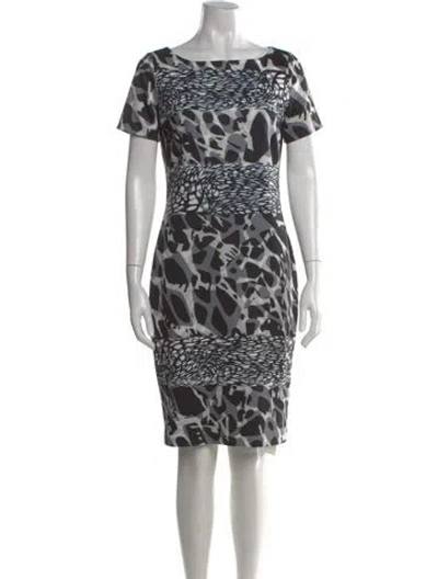 Pre-owned Escada Animal Print Knee-length Dress In Gray