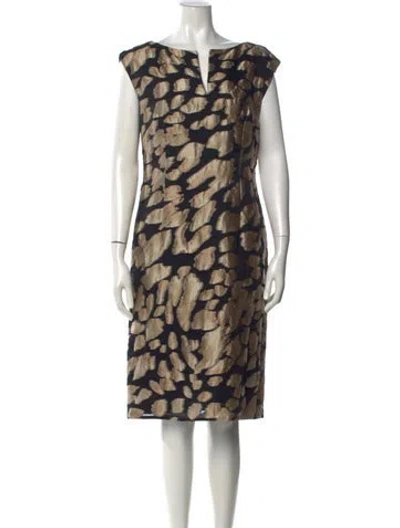 Pre-owned Escada Animal Print Knee-length Dress In Neutral