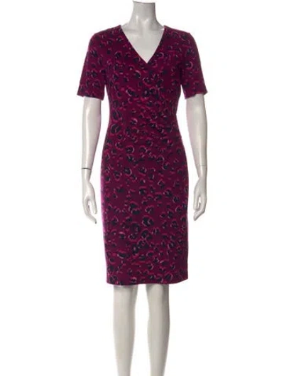 Pre-owned Escada Animal Print Knee-length Dress In Purple