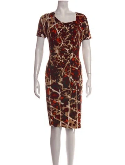 Pre-owned Escada Animal Print Knee-length Dress In Red