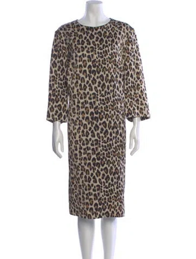 Pre-owned Escada Animal Print Knee-length Dress W/ Tags In Neutral