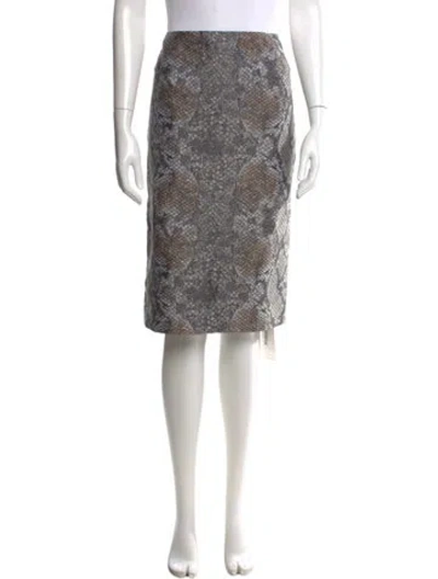 Pre-owned Escada Animal Print Knee-length Skirt In Gray