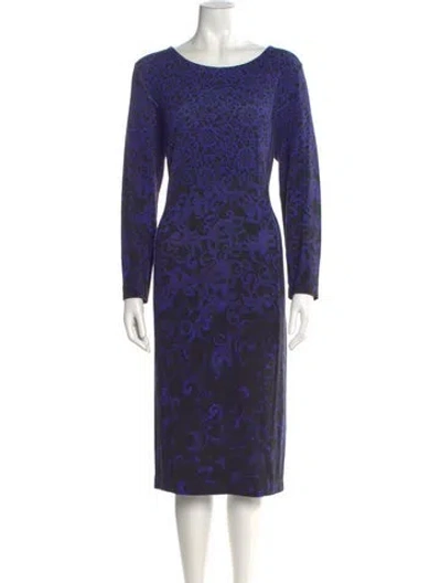 Pre-owned Escada Animal Print Midi Length Dress In Blue