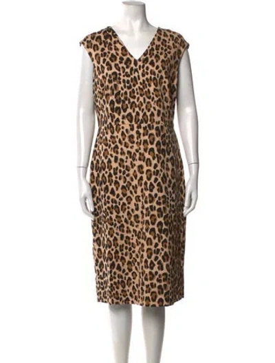 Pre-owned Escada Animal Print Midi Length Dress In Neutrals