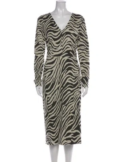 Pre-owned Escada Animal Print Midi Length Dress W/ Tags In Neutral
