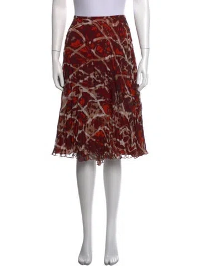 Pre-owned Escada Animal Print Midi Length Skirt In Red