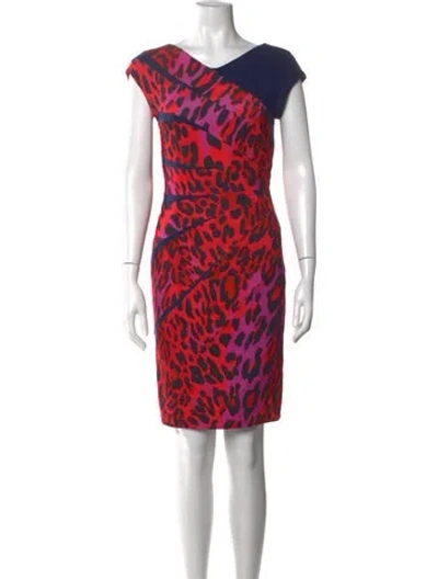 Pre-owned Escada Animal Print Mini Dress In Blue