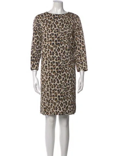 Pre-owned Escada Animal Print Mini Dress In Neutrals