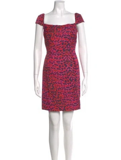 Pre-owned Escada Animal Print Mini Dress In Red