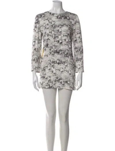 Pre-owned Escada Animal Print Mini Dress In White