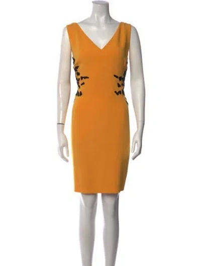 Pre-owned Escada Animal Print Mini Dress In Yellow