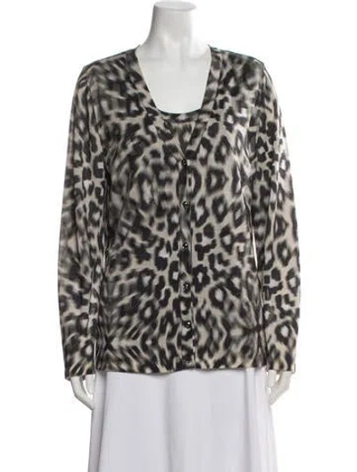 Pre-owned Escada Animal Print Scoop Neck Sweater In Brown