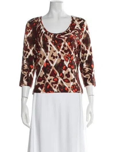 Pre-owned Escada Animal Print Scoop Neck Top In Multi