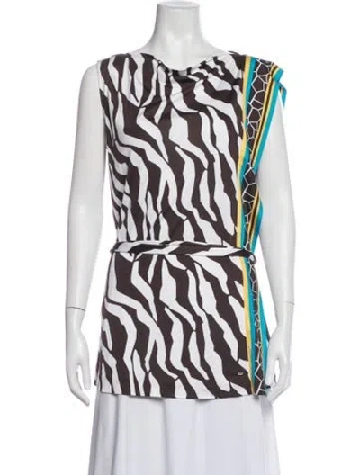 Pre-owned Escada Animal Print Scoop Neck Top W/ Tags In Multicolor
