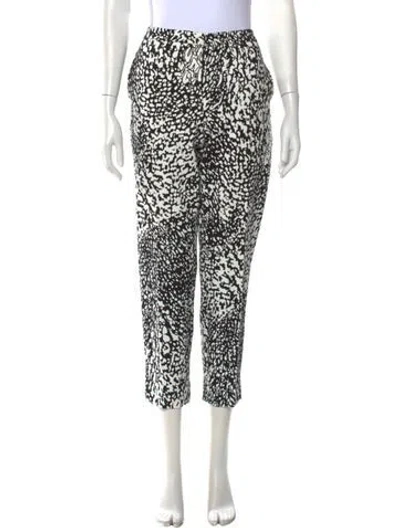 Pre-owned Escada Animal Print Straight Leg Pants In Black