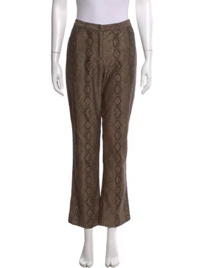 Pre-owned Escada Animal Print Straight Leg Pants In Brown