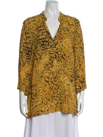 Pre-owned Escada Animal Print V-neck Blouse In Multi