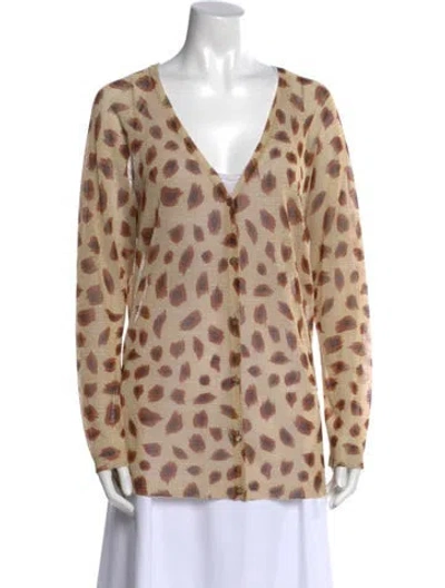 Pre-owned Escada Animal Print V-neck Sweater In Gold