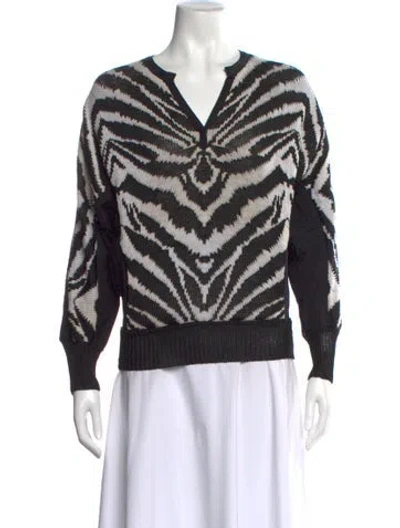 Pre-owned Escada Animal Print V-neck Top In Multi