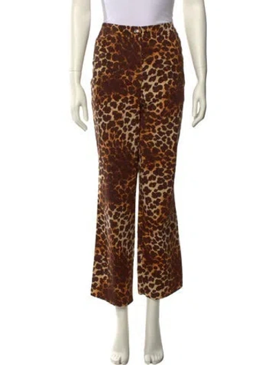 Pre-owned Escada Animal Print Wide Leg Pants In Neutral