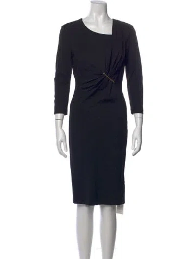 Pre-owned Escada Asymmetrical Knee-length Dress In Black