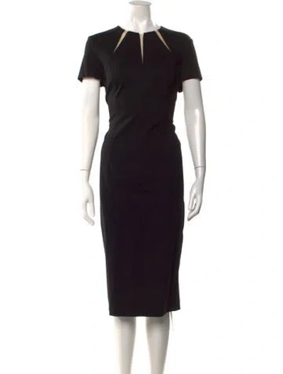 Pre-owned Escada Asymmetrical Knee-length Dress In Black