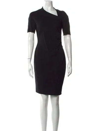 Pre-owned Escada Asymmetrical Knee-length Dress In Black