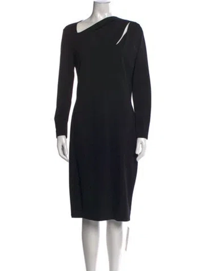 Pre-owned Escada Asymmetrical Knee-length Dress In Black