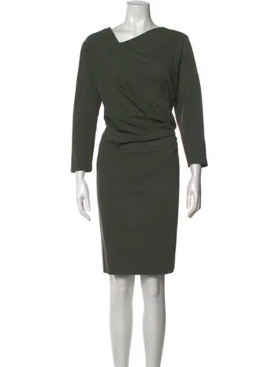 Pre-owned Escada Asymmetrical Knee-length Dress In Green