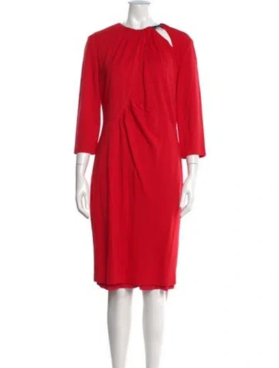 Pre-owned Escada Asymmetrical Knee-length Dress In Metallic/red