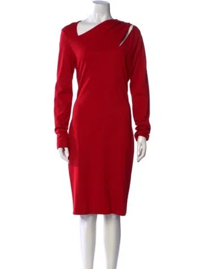Pre-owned Escada Asymmetrical Knee-length Dress In Red