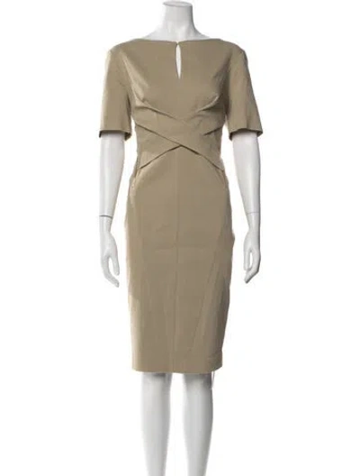 Pre-owned Escada Asymmetrical Knee-length Dress W/ Tags In Neutrals