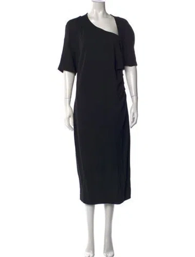 Pre-owned Escada Asymmetrical Midi Length Dress In Black