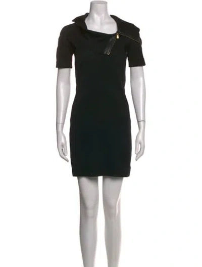Pre-owned Escada Asymmetrical Mini Dress In Black