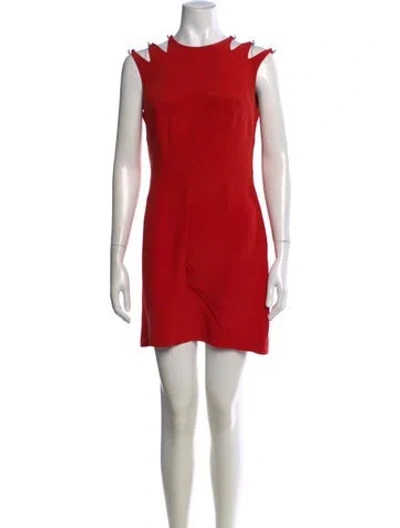 Pre-owned Escada Asymmetrical Mini Dress In Red