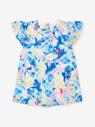 Escada Kids'  Baby Girls Batiste Printed Dress In Blue