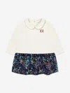 Escada Baby Girls Bi-material Printed Dress In White