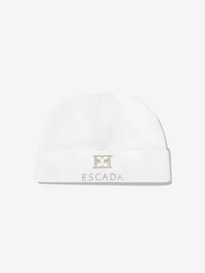 Escada Baby Girls Embroidered Logo Beanie In White